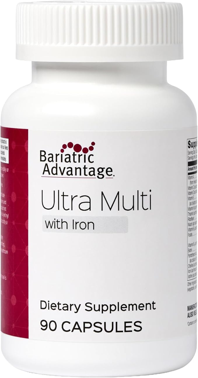 Bariatric Advantage Ultra Multivitamin with Iron - Ultra Multi with Iron - Capsule Format Multivitamin - Provides Full Complex of B Vitamins - with Vitamin C Chromium &amp More - 90 Capsules