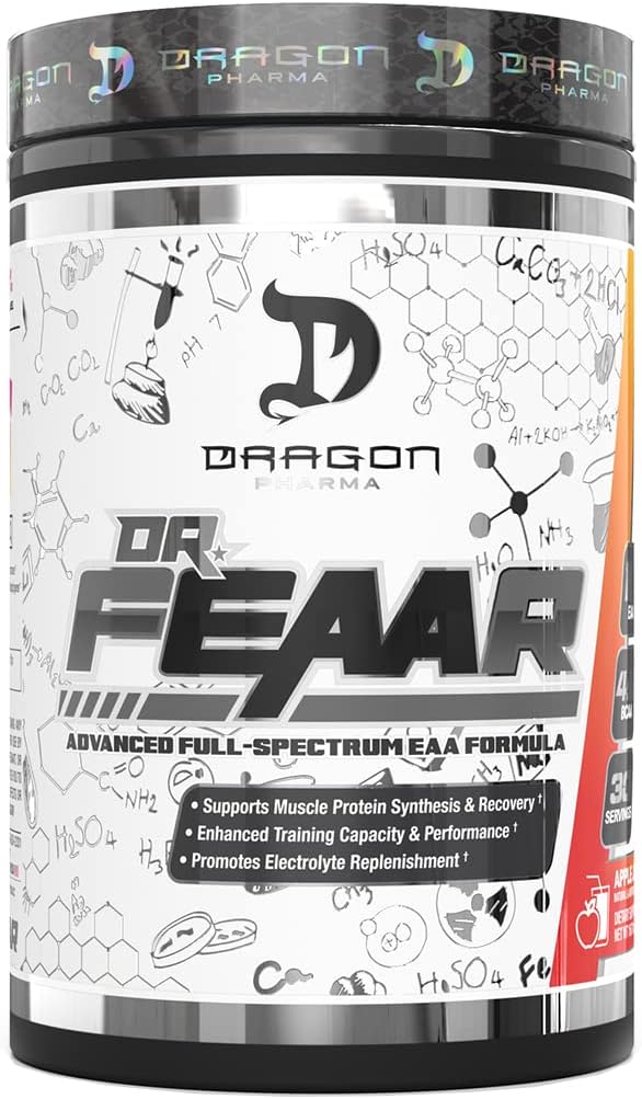 DRAGON PHARMA Dr. FEAAR® Advanced Full-Spectrum EAA Matrix Supports Muscle Protein Synthesis and Recovery Enhanced Training Capacity and Performance (30 Servings Apple Juice)