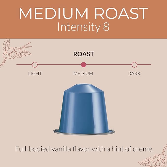 Camilla’s Heritage - Intensity 8 Vanilla Flavored Espresso Coffee Gourmet Espresso Cups 60 Coffee Pods