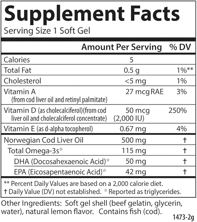 Carlson - Solar D Gems Vitamin D3 and Omega-3 Supplement 2000 IU (50 mcg) Vitamin D3 115 mg Omega-3s EPA and DHA Supplement Wild Caught Sustainably Sourced Lemon 360 Softgels