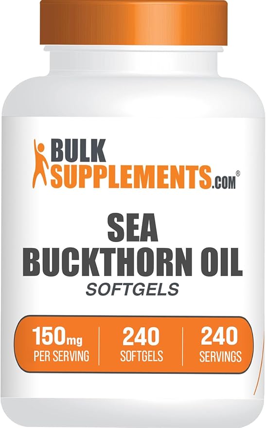 BulkSupplements.com Sea Buckthorn Oil Softgels - Sea Buckthorn Oil Supplement Omega-7 Supplement - Gluten Free 1 Softgel (150mg) per Serving 240 Softgels (Pack of 1)