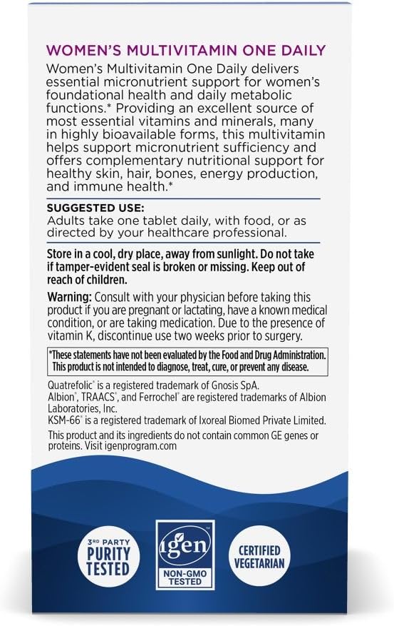 Nordic Naturals Women’s Multivitamin One Daily - Skin Hair Energy &amp Bone Support - Immunity Supplement - 20 Essential Nutrients - 30 Tablets - 30 Servings