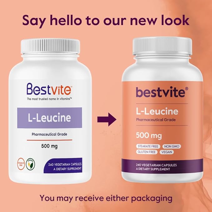 BESTVITE Filler-Free L-Leucine 500mg per Capsule (240 Vegetarian Capsules) – No Stearates No Fillers – Vegan Non-GMO Gluten-Free Leucine Supplement – Essential Amino Acid Supplement
