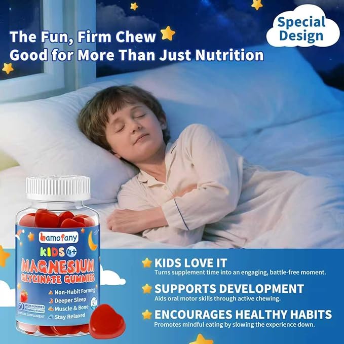 Magnesium Glycinate Gummies for Kids 4+ &amp Adults 500/250mg Kid Sleep Sugar Free Strawberry Flavor Magnesium Glycinate with Vitamin D3 &amp B6 Sleep Support - 120 Count
