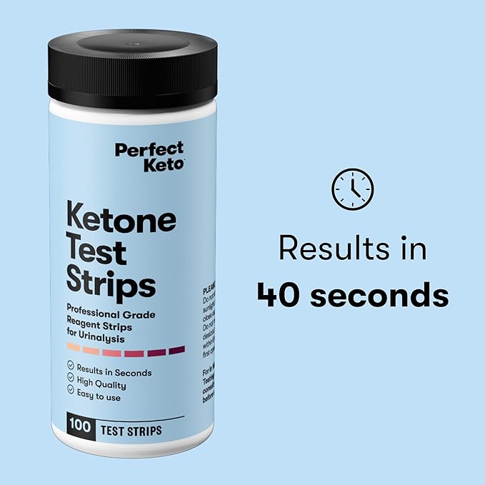 Perfect Keto Ketone Bundle — Exogenous Ketones Powder (Vanilla 6.7 oz) + 100 ct Urine Ketone Test Strips — Keto Support &amp Monitoring Kit for Low Carb/Ketogenic Diets
