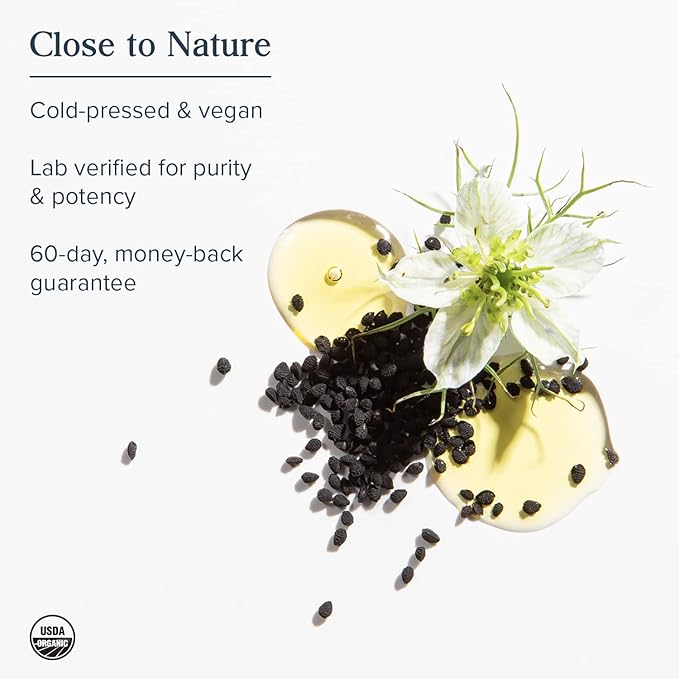 HERITAGE STORE Black Seed Oil Liquid Capsules 650mg Nigella Sativa Oil Supplement with Thymoquinone Omega 3 6 9 Antioxidant Cholesterol Digestive Joint &amp Immune Support* Vegan 45 Serv 90c