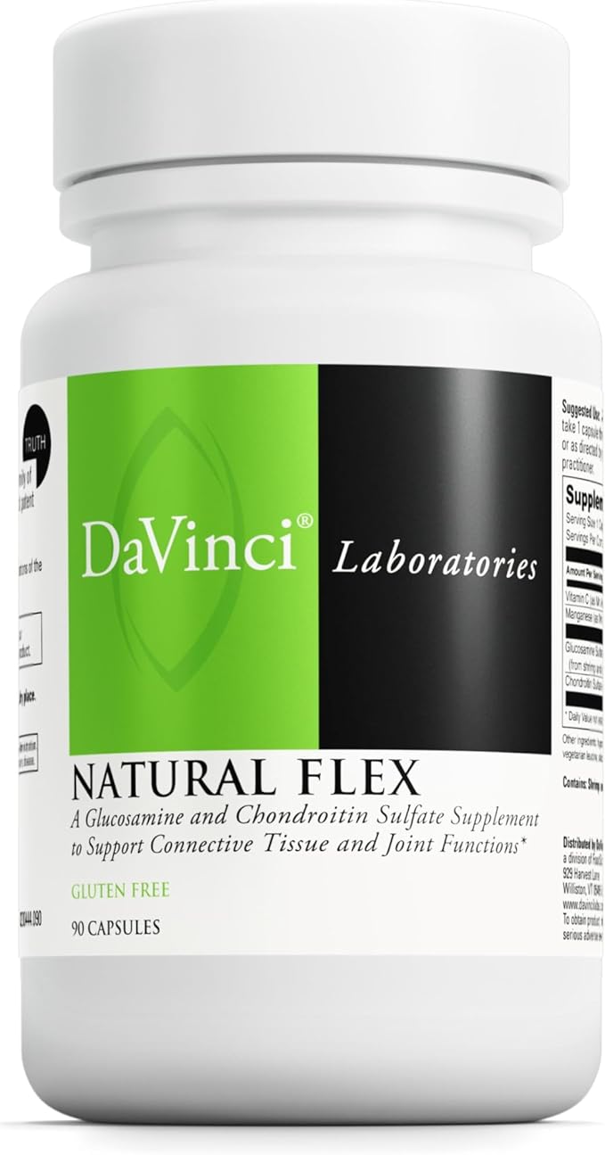DAVINCI Labs Natural Flex - A Glucosamine and Chondroitin Sulfate Supplement to Support Connective Tissue and Joint Functions - Gluten Free - 90 Capsules