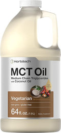 Horbäach MCT Oil 64 oz | 100% Pure | Blends with Coffee Tea Juice and Liquids | Value Size Unflavored Formula | Keto Vegetarian Non-GMO and Gluten Free