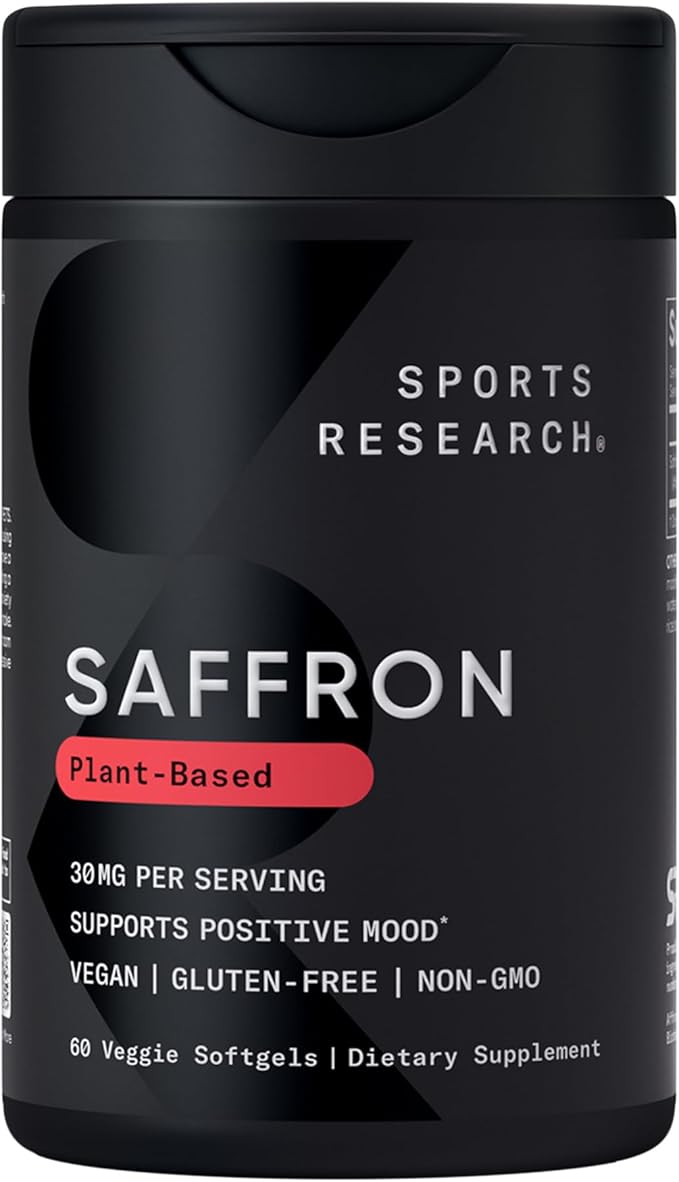 Sports Research® Stress Support Pack - Pure Saffron Supplement 30 mg + Double Strength L-Theanine Supplement + Vitamin D3 + K2 5000 IU