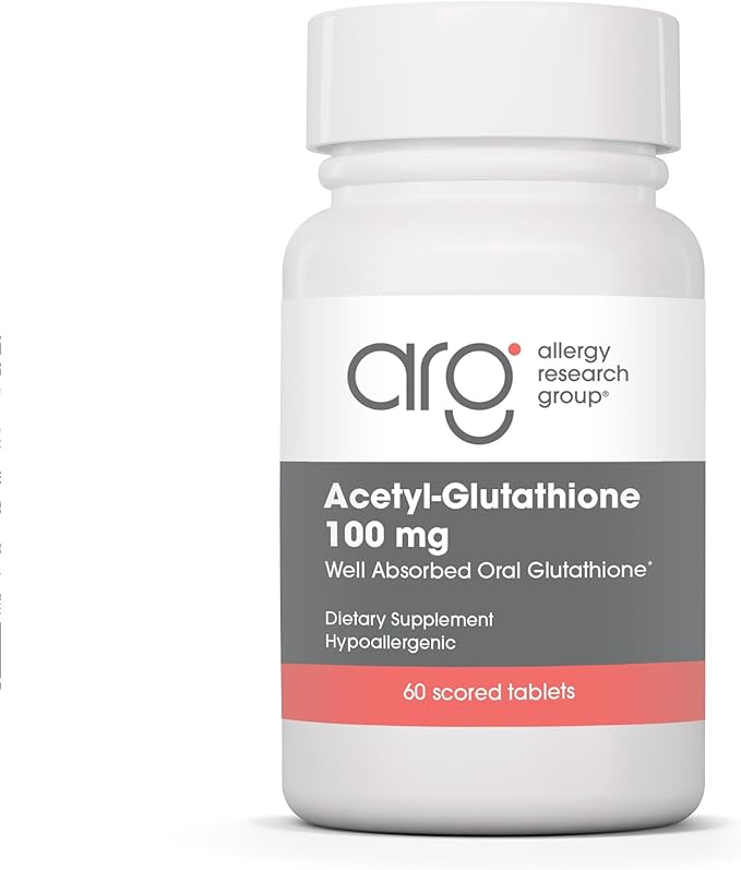 Allergy Research Group Acetyl-Glutathione - S-Acetyl-L-Glutathione Well Absorbed Immune Support 100 mg Supplement Hypoallergenic Scored Tablets - 60 Count