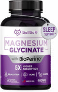 Pure Magnesium Glycinate 400mg - 5X Higher Absorption - Support Stress Relief Sleep Bone Health - 100% Chelated - Pure Magnesium Supplement for Women and Men- 90 Veggie Capsules