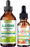 L-lysine 1000mg Supplement Liposomal Lysine Liquid Drops for Adults L-Lysine Liqud Drops 1000mg Lysine for Kids &amp Adults with Calcium Complex GABA Vitamins Skin &amp Lip Health Immune &amp