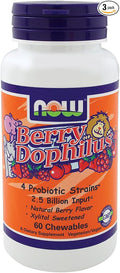 NOW Foods BerryDophilus- 60 Chewables 3 Pack