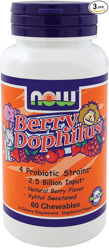 NOW Foods BerryDophilus- 60 Chewables 3 Pack