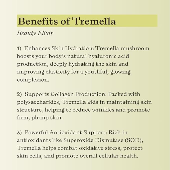 Tremella Mushroom Tincture Beautifying Antioxidant Supplement 2oz