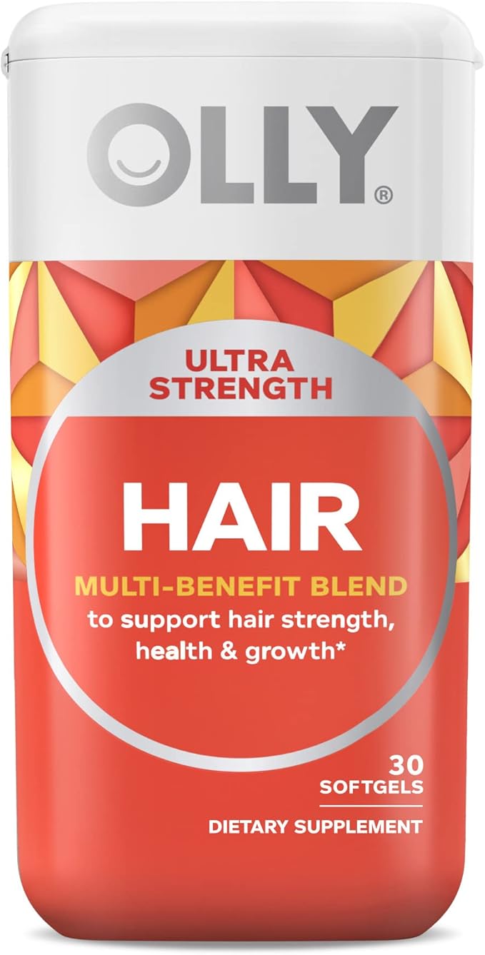 OLLY Ultra Strength Hair Softgels Supports Hair Health Biotin Keratin &amp Probiotic + Prebiotic Gummy Digestive Support and Gut Health