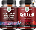 Bundle of Herbal Uric Acid Cleanse and Detox and Antarctic Krill Oil Softgels - Essential Daily Kidney Cleanse and Uric Acid Support - High Absorption Krill Oil Omega 3 Fatty Acid Supplement