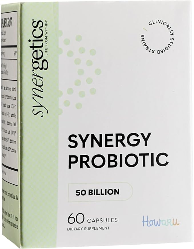 Synergy Probiotic Supplement 50 Billion CFU 60 Capsules Multi-Strain Blend Kosher