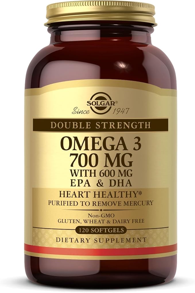 Solgar Double Strength Omega-3 700 mg 120 Softgels - Fish Oil Supplement - Support for Cardiovascular Joint &amp Cellular Health - Contains EPA &amp DHA Omega 3 Fatty Acids - Gluten Free - 120 Ser