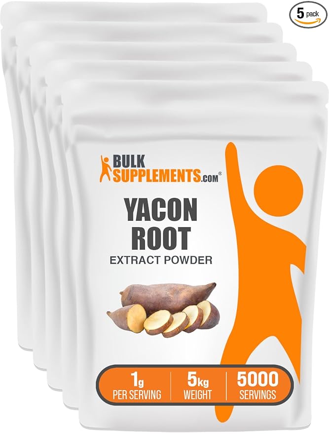 BulkSupplements.com Yacon Root Extract Powder - Sugar Substitute Natural Fiber Sweetener - Gluten Free 1g per Serving 1kg (2.2 lbs) (Pack of 5)