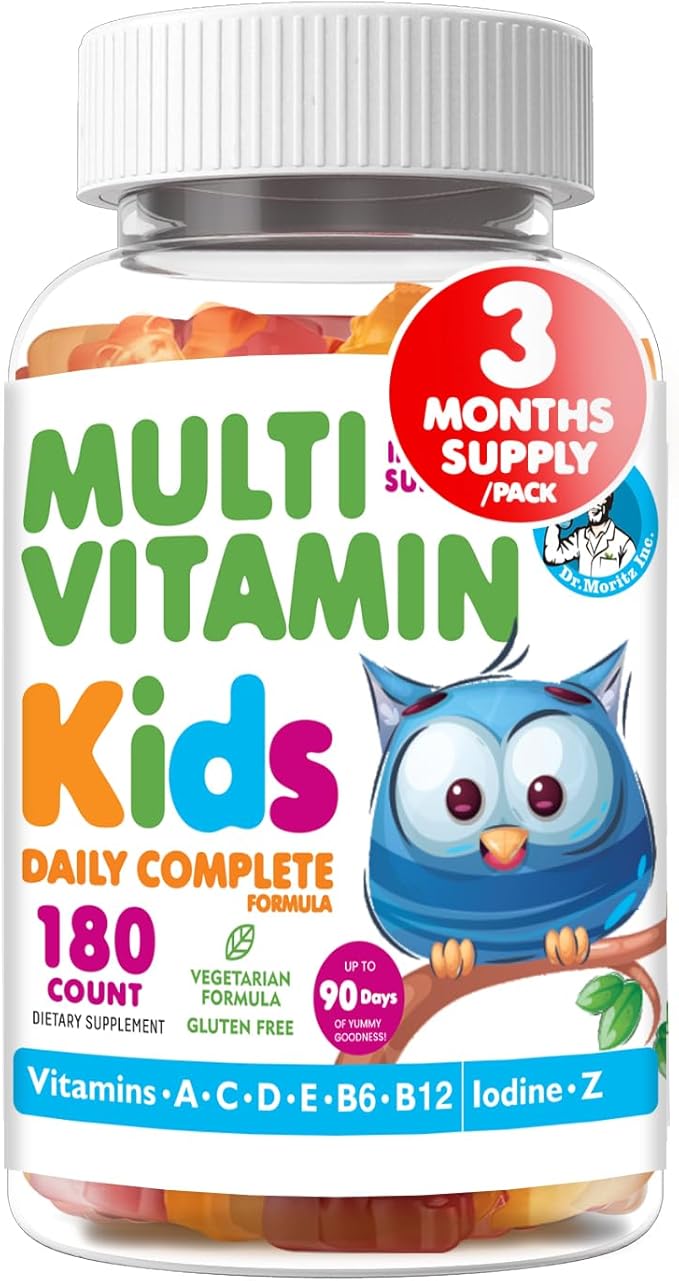 DR. MORITZ Kids Multivitamin Gummies - with Kids Vitamins A C D E B6 B12 Zinc &amp More- Complete Daily Support- Vegetarian &amp Non-GMO Multivitamins for Children (180 Count)