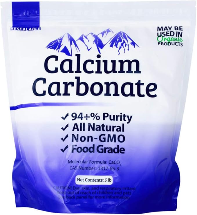 10 lb (2 x 5 lb Bags) Food Grade 97+% Calcium Carbonate from Ground Limestone