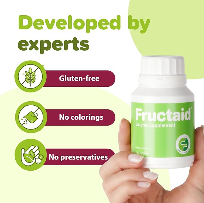 Enzyme Supplement - 180 Capsules so That You can Enjoy Fruits Fruit Juices Soft Drinks and Sweets Again Dietary Supplement Gluten-Free Lactose-Free