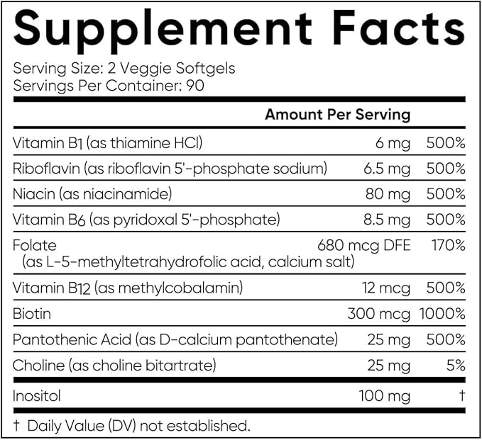 Sports Advanced B-Complex with Methylated Folate &amp B12-3 Month-Supply - Vegan Gluten Free Non-GMO Energy - 180 Count + Exclusive Vitamin Guide Adv