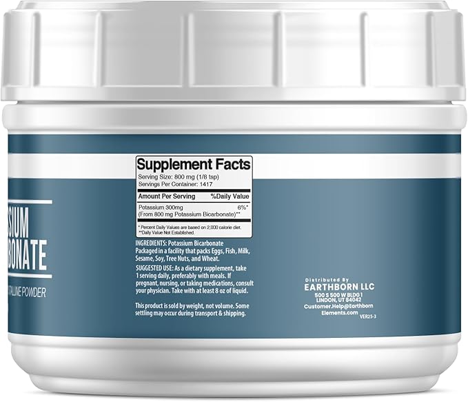Earthborn Elements Potassium Bicarbonate (2.5 lb) Mess-Free Tub Pure &amp Undiluted