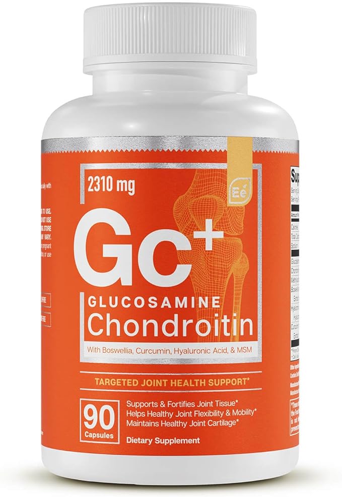 Essential Elements Glucosamine Chondroitin MSM Boswellia Serrata Hyaluronic Acid Supplement Joint Support Antioxidant Supplement for Flexibility - 90 Capsules