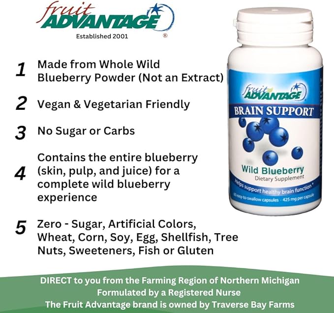 Wild Blueberry Dietary Supplement (Case of 12) : 60 Vegetarian Capsules 425 mg