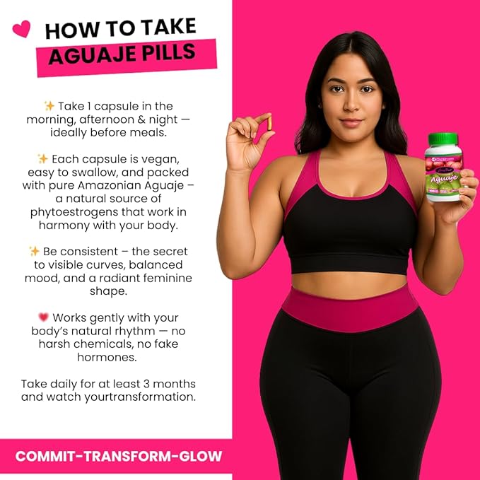 Natural Curves &amp Hormonal Balance – Aguaje Pills for Women by CurvyFruit – Booty Hips &amp Bust Support – 100 Vegan Capsules – Menopause Relief – Made in Peru