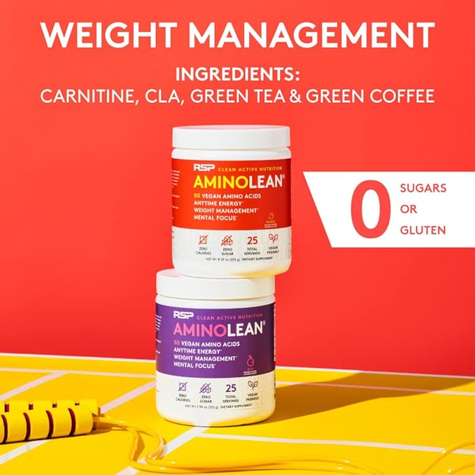 RSP Vegan AminoLean – All-in-One Natural Pre Workout Amino Energy Weight Management with BCAAs Complete Vegan Preworkout Powder Pineapple Coconut