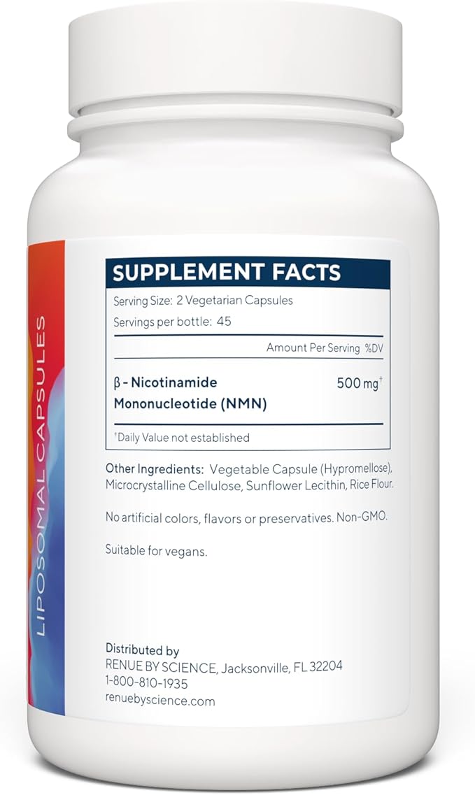 RENUE by SCIENCE NMN Supplement | 90 Liposomal NMN Capsules - 500mg NMN Nicotinamide Mononucleotide per Serving | Bioavailable Formula for Increased Absorption | Manufactured in the USA