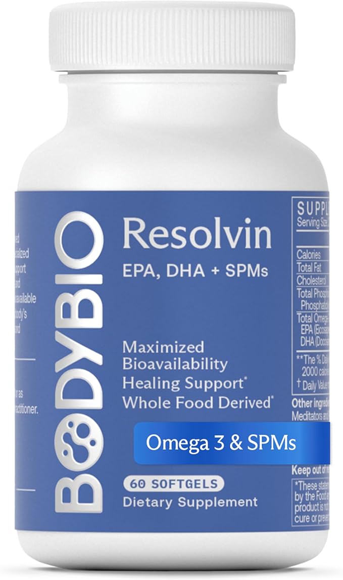 BodyBio Resolvin - Specialized Pro-resolving Mediators SPMs with Herring Caviar Extract - Support Healthy Inflammation Response Skin Repair Joint Comfort &amp Brain Health