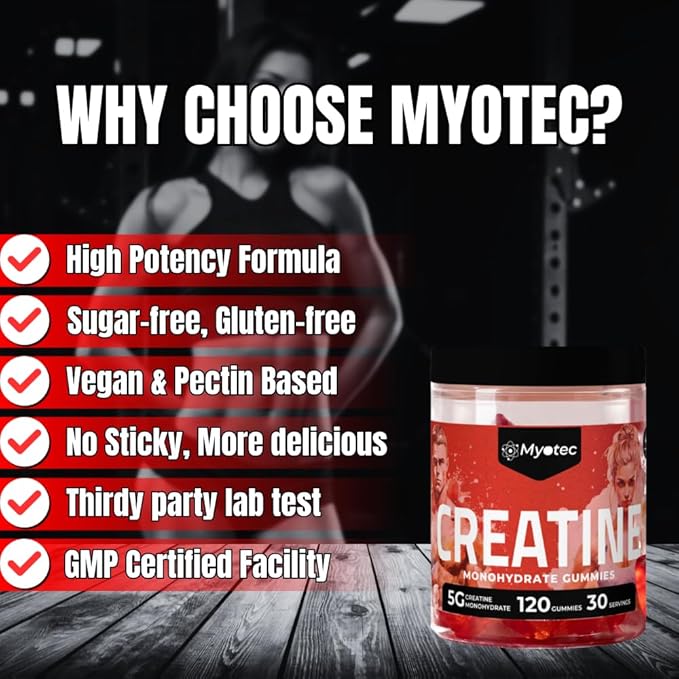 Creatine Monohydrate Gummies for Men &amp Women-5g of Creatine Monohydrate per Serving- Increase Strength and Build MuscleSugar Free 120 Count