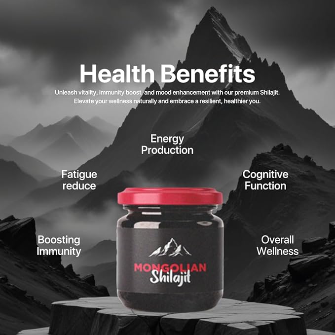 AMU NUTRITION Pure Organic Mongolian Shilajit Resin - Himalayan Shilajit Supplement for Men and Women 100% Pure Natural and Black Shilajit Resin - Natural Source of Fulvic Acid (50 Gram)
