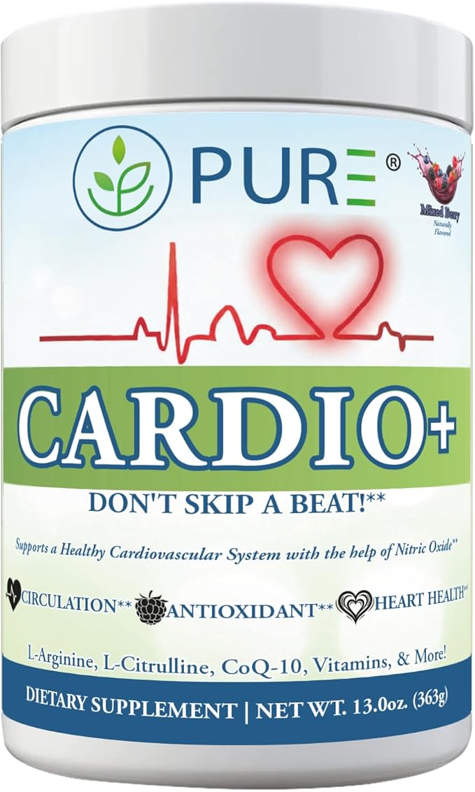 Cardio 911® Nitric Oxide Heart &amp Circulation Support - 5000mg L-Arginine &amp 1000mg L-Citrulline - Mixed Berry 30 Servings Powder 363 Grams - CoQ10 Beet Root - High Potency Cardiovascular Form