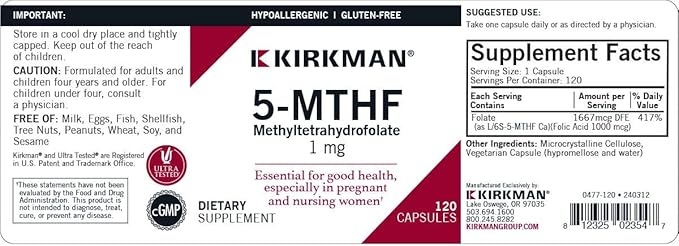 Kirkman - 5-MTHF - 5-METHYLTETRAHYDROFOLATE - Folate to Support Maintenance of Cells*
