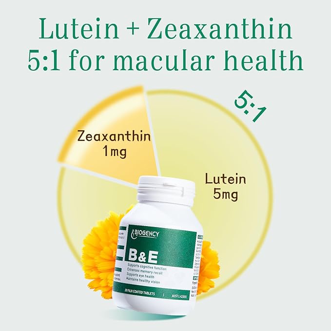 B&ampE Zeaxanthin + Lutein Eye Care Vitamin Supplement - 3 Pack 30 Tablets Protects and Enhances The Overall Eyes Health Natural Ingredients Gluten-Free Vegan-Friendly for Adults and Children