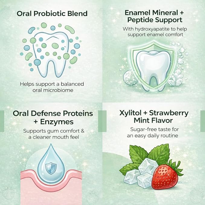 Oral Defence – Oral Probiotics Supplement for Microbiome Balance Fresh Breath Gum Health &amp Daily Hygiene Support 60 Chewable Capsules(1)