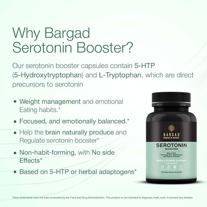 Serotonin Support Supplement – Helps Boosts 5HTP Serotonin &amp Cortisol Levels Herbal Blend – Promotes Positive Mood Calmness Stress Relief | Happy Mood &amp Brain Support | 60 Capsule