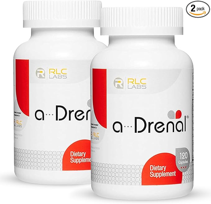 RLC Labs a-Drenal 240 Capsules - Herbal Cortisol Supplement with Ashwagandha Ginger &amp Rhodiola to Support Balance Mood Energy &amp Vitality - Adrenal Support Formula for Adult (2 Month Suppl