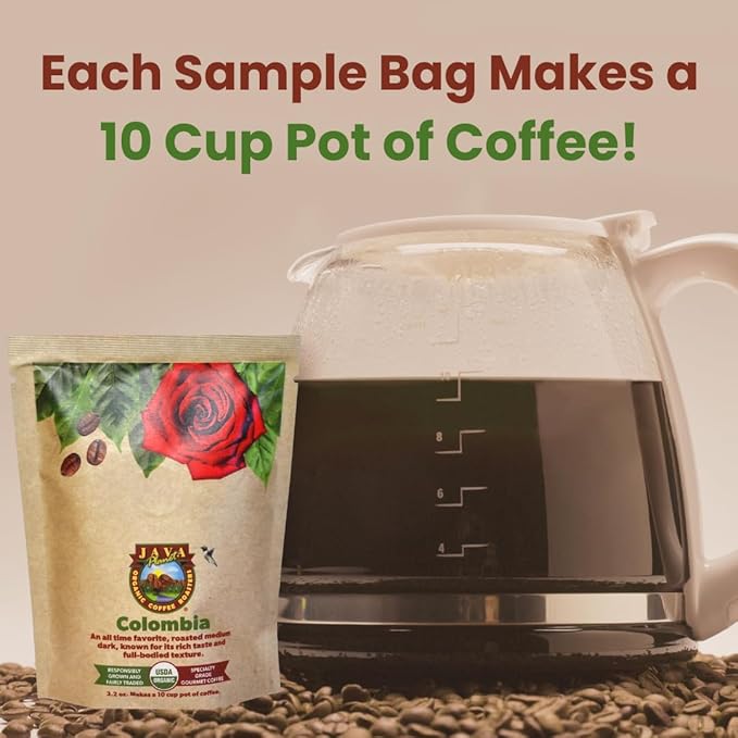Java Planet Coffee Gift Basket Sampler Set for Coffee Lovers: Low Acid Organic Beans: Whole Bean Mold-Free &amp Stomach Friendly - Arabica Gourmet 1.32 LBs (19.2 oz) packaged in 6 Bags Each 3.2 o