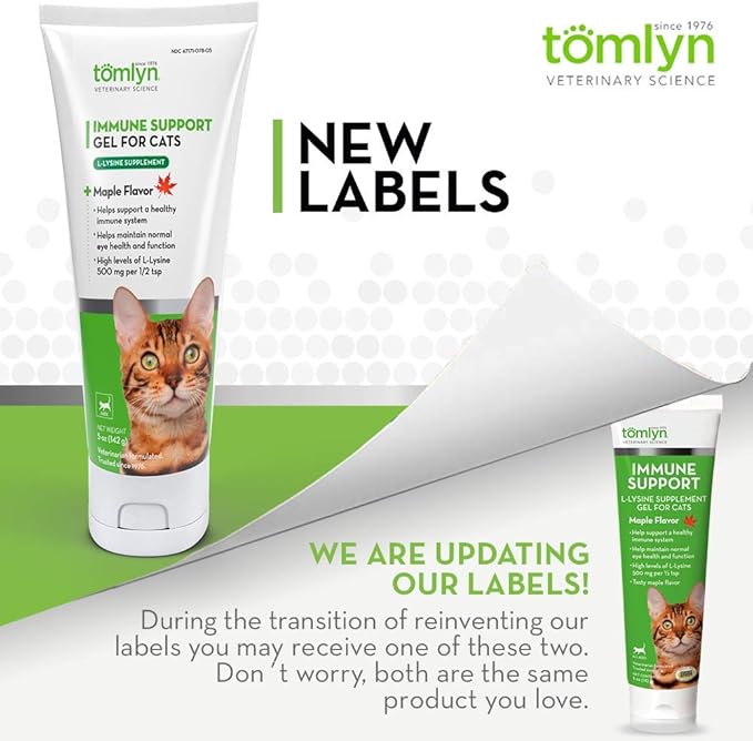 Tomlyn Immune Support Daily L-Lysine Supplement: Maple-Flavored Lysine Gel for Cats and Kittens 5oz