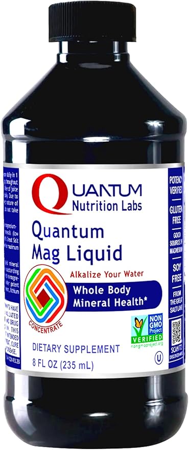 Quantum Nutrition Labs Mag Liquid - Liquid Magnesium Mineral Support Supplement for Women &amp Men Ionic Trace Mineral Concentrate with Chloride Boron &amp Lithium - 8 fl oz Bottle