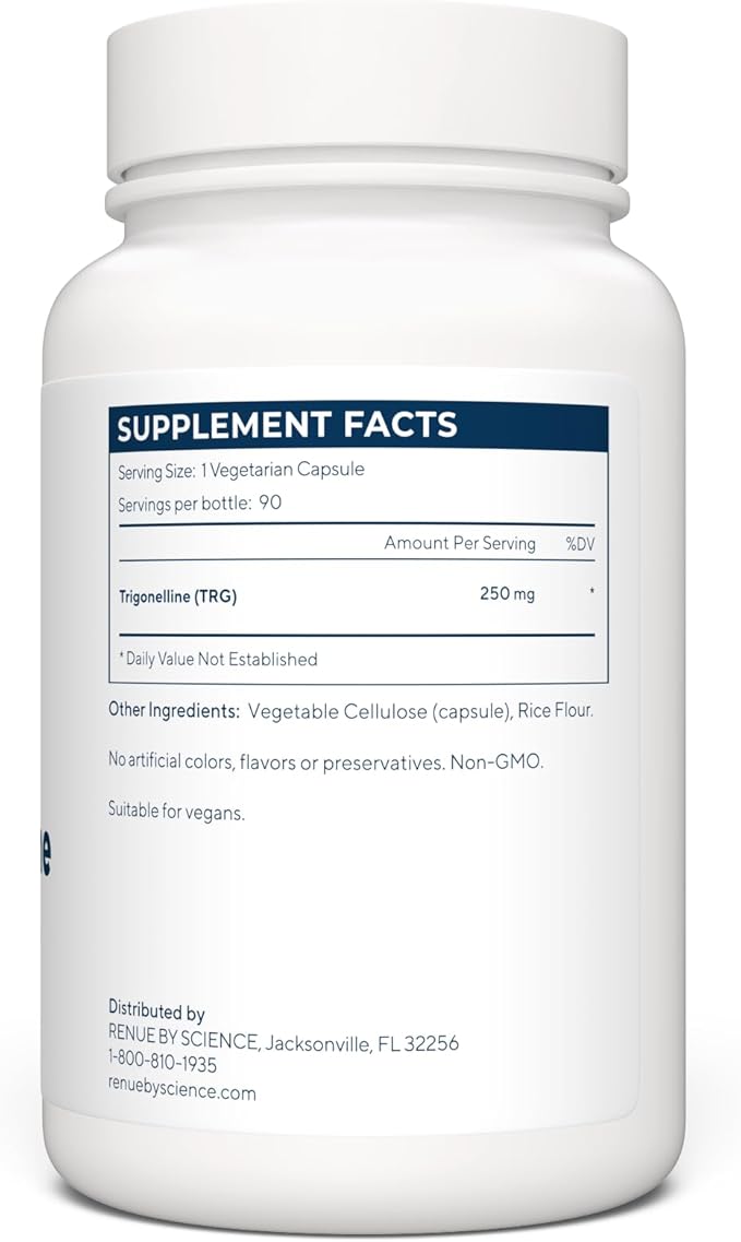 Renue By Science Trigonelline | High Strength Trigonelline TRG Methylated Niacin - 250mg Trigonilline Supplement Capsules | Non-GMO | Made in the USA &amp Third-Party Tested