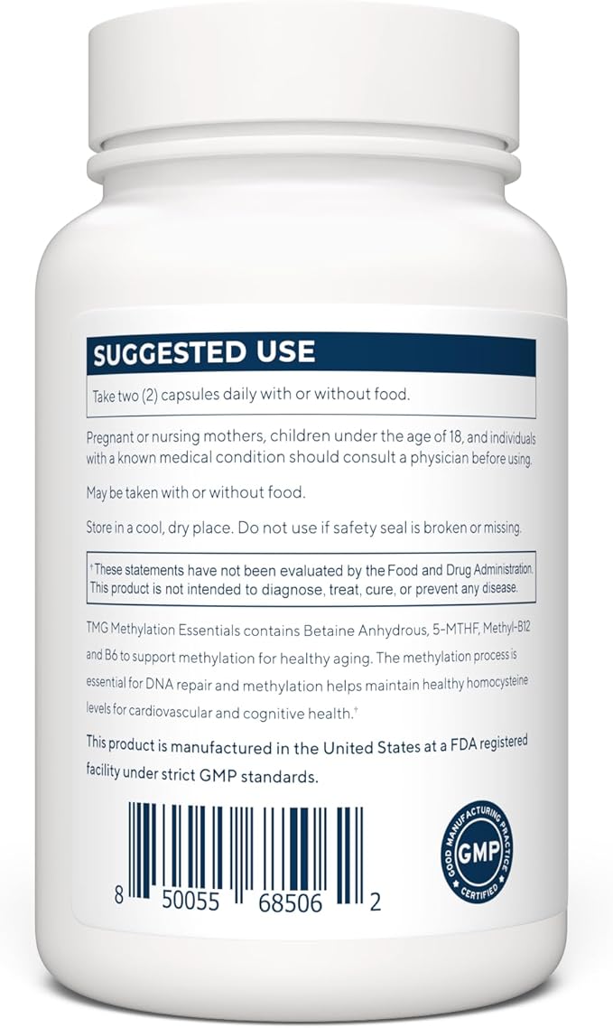 Renue By Science TMG | High Strength TMG Supplements | 120 Trimethylglycine Capsules - 900mg TMG per Serving with Vitamin B12 Vitamin B6 Folate &amp Zinc | Made in the USA &amp Third-Party Tested