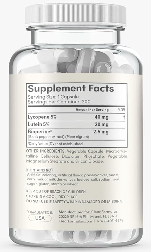 Lutein &amp Lycopene Carotenoids Supplement - High Absorption Lutein and Lycopene Supplements for Men &amp Women for Antioxidant Skin and Eye Health Support - Formulated in American cGMP Lab (200 Ca