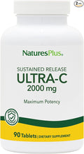 NaturesPlus Ultra-C 2000 mg - 90 Tablets Pack of 2 - Vitamin C with Rose Hips - Immune &amp Antioxidant Support - Vegetarian Gluten Free - 180 Servings